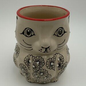 Hand Painted Yokohama Studio Gray Miyabi Ceramic Cat Mug Raised Dots